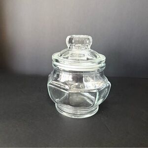 Vintage Glass Apothecary Jar Canister Storage Octagon 8 Panel Airtight 7.5" Kig